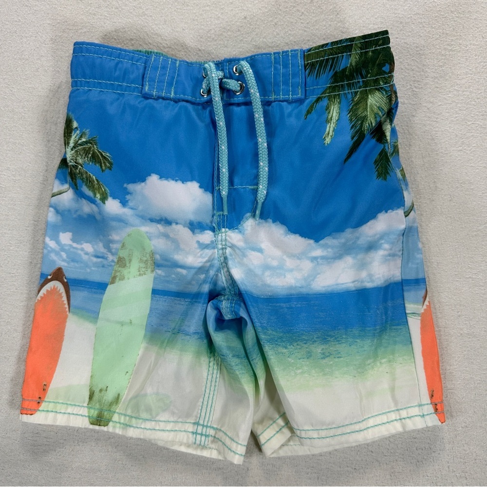 OshKosh B'gosh Blue and Green Surf Swim Trunks Sz 3T